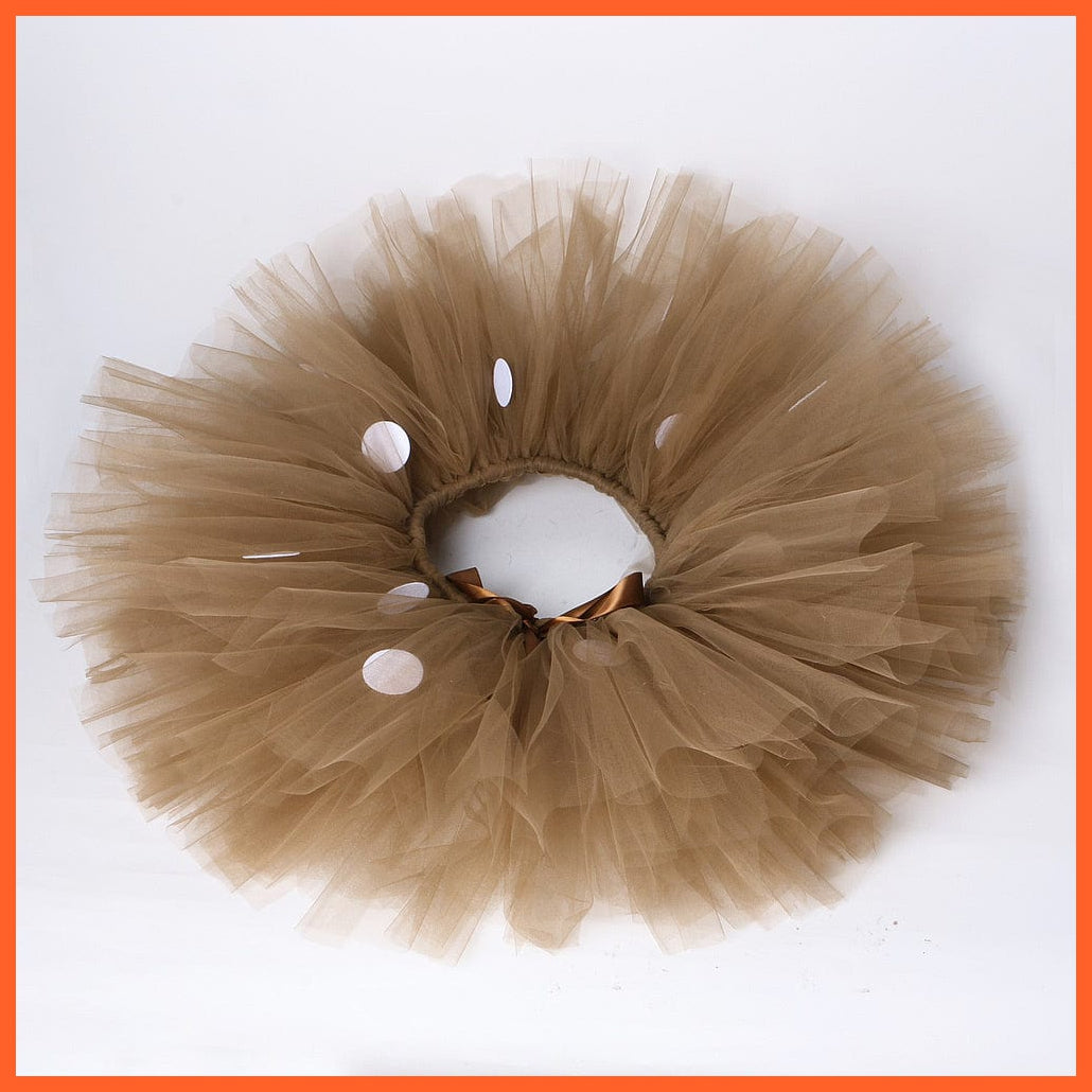 whatagift.com.au Fluffy Brown Deer Girl Tutu Skirt | Costume Kids Reindeer Skirt for Halloween Carnival