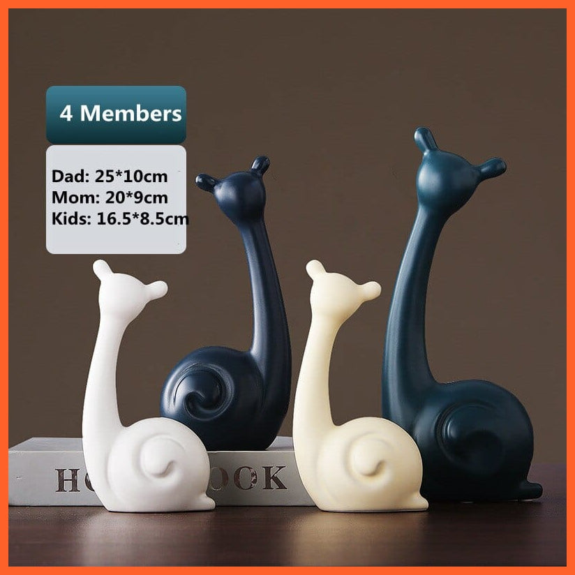 whatagift.uk Four Snails Family Ceramic Decorations For Home Cabinet I Animal Figurines Home Decor