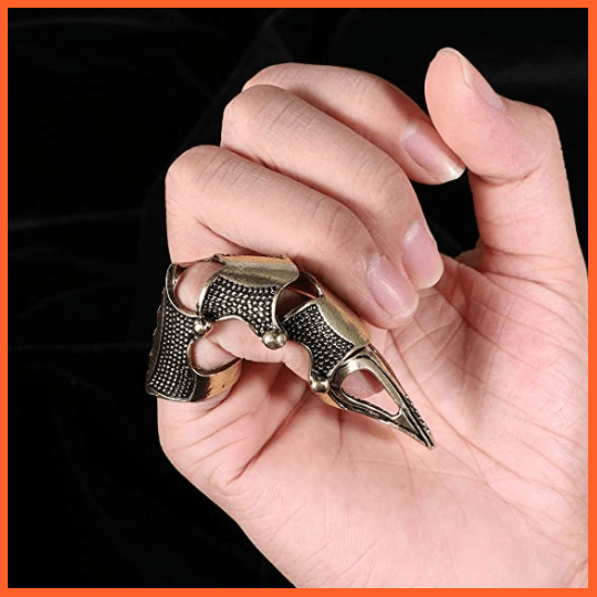 Punk Gothic Rock Joint Armor Knuckle Full Finger Rings | Unisex Gold Cosplay Halloween Ring | whatagift.com.au.