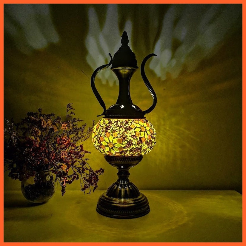 whatagift.com.au FY / EU plug Mediterranean style Turkish Mosaic Table Lamp | Handcrafted Mosaic Glass Romantic Bed light