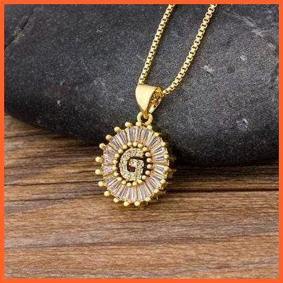 Girls Initial Letter Necklace | Nitial Letter Necklace 26 Letters Charm Gold Name Necklace Pendant Top Quality Copper Zircon Jewellery | whatagift.com.au.