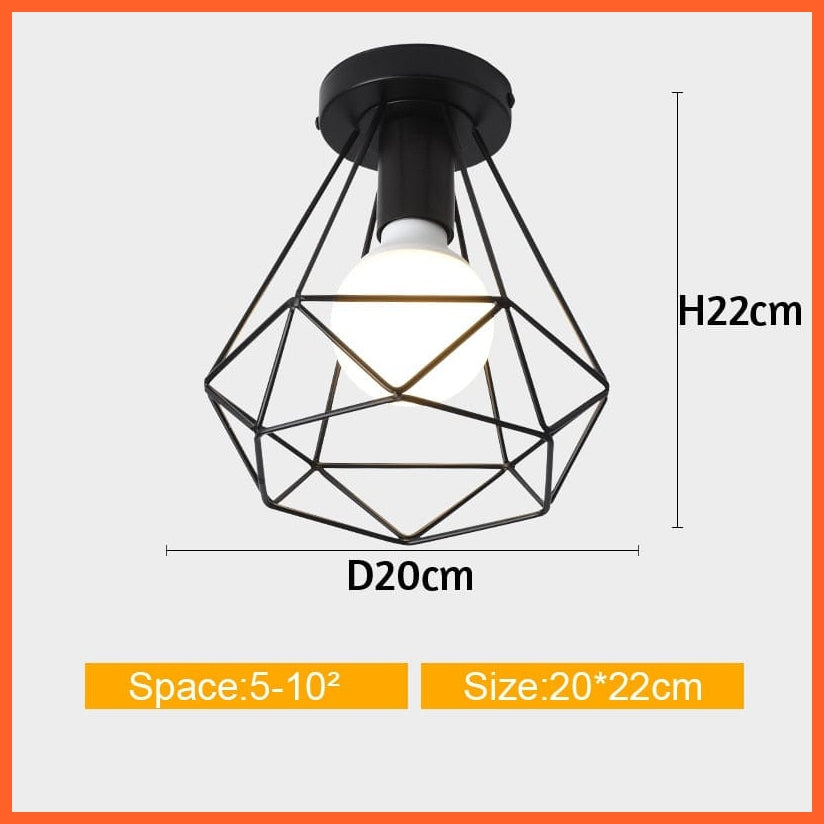 whatagift.com.au G Not Cover Bulb Iron Cage Metal Ceiling Lamp for Home Interior | Home Decor Lights