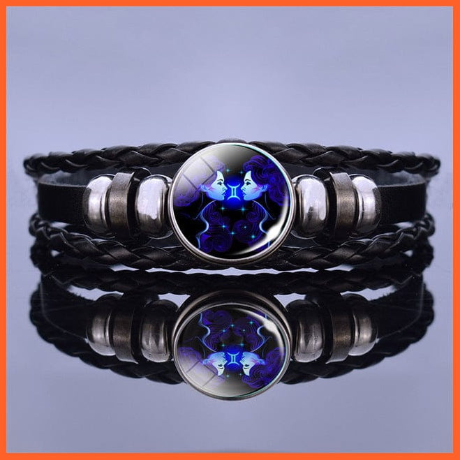 whatagift.com.au Gemini / Clear 12 Zodiac Signs Constellation Charm Unisex Bracelet