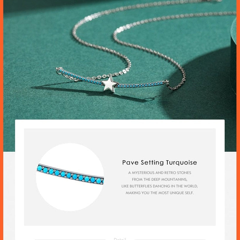 whatagift.com.au Genuine 925 Sterling Silver Bohemian Style Turquoise Rings Necklaces Pendant Jewelry Sets For Women