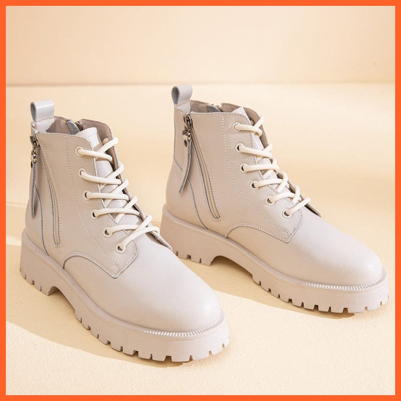 whatagift.com.au Genuine Leather Double Zipper Boots For Women
