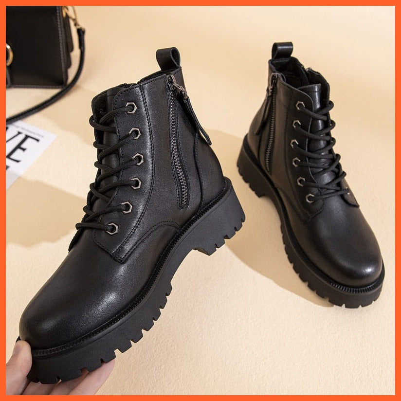 whatagift.com.au Genuine Leather Double Zipper Boots For Women