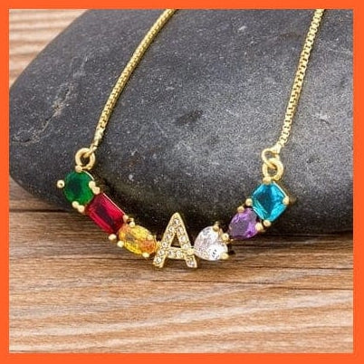 whatagift.com.au gift for her A Multicolor New Design Initial Alphabet A-Z Letters Rainbow Pendant Necklace Choker