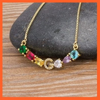 whatagift.com.au gift for her G Multicolor New Design Initial Alphabet A-Z Letters Rainbow Pendant Necklace Choker