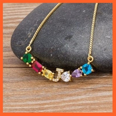 whatagift.com.au gift for her J Multicolor New Design Initial Alphabet A-Z Letters Rainbow Pendant Necklace Choker