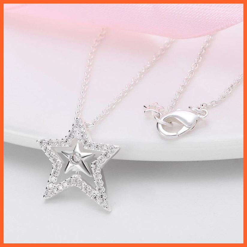 Silver Pave Asymmetric Star Pendant With Clavicle Chain | Best Necklace For Women | whatagift.com.au.