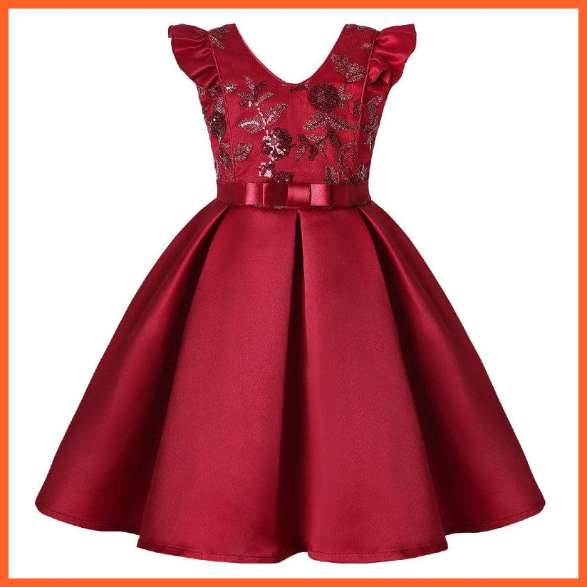 whatagift.com.au Girl Flower Sequins Dress for Princess Party