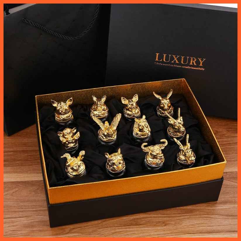 whatagift.com.au Glass Set 12 Zodiac Liquor Wine Glass Set | Small Wine Hip Flasks European Exquisite Gift