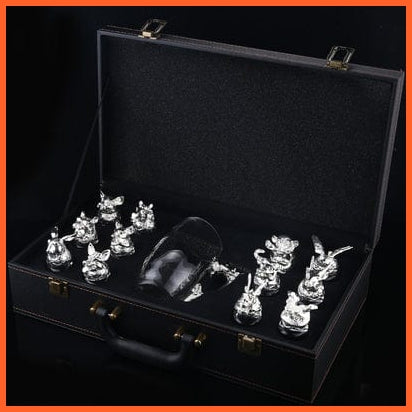 whatagift.com.au Glass Set 12 Zodiac Liquor Wine Glass Set | Small Wine Hip Flasks European Exquisite Gift