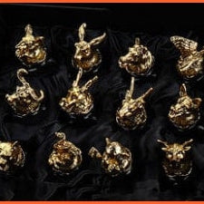 whatagift.com.au Glass Set Ancient gold  no box 12 Zodiac Liquor Wine Glass Set | Small Wine Hip Flasks European Exquisite Gift