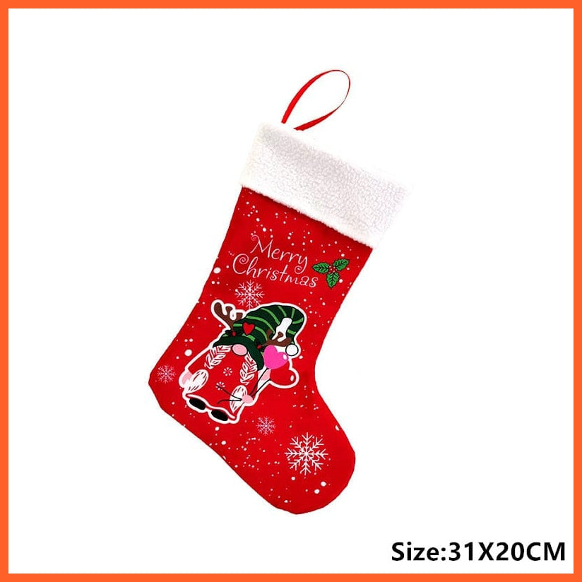 whatagift.com.au Gnome pigtail Navidad Christmas Stocking Santa Sacks Gift Christmas Decorations for Home Candy Bag Hanging Xmas Tree Ornament New Year 2023