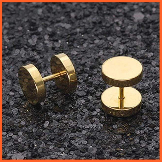 Round Stainless Steel Barbell Stud Earrings For Unisex | whatagift.com.au.