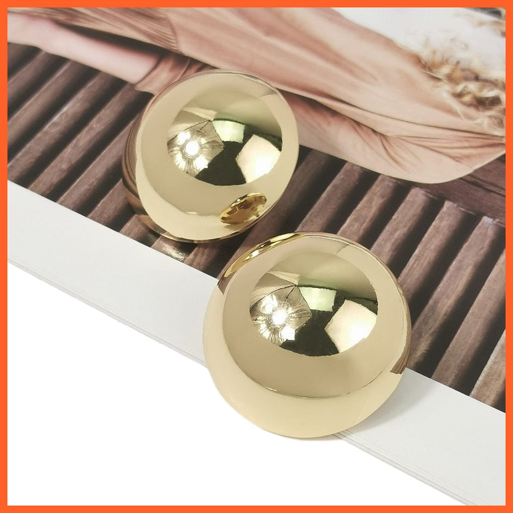 whatagift.com.au Gold Color 40Mm Smooth Surface Round Metal Big Stud Earrings For Women