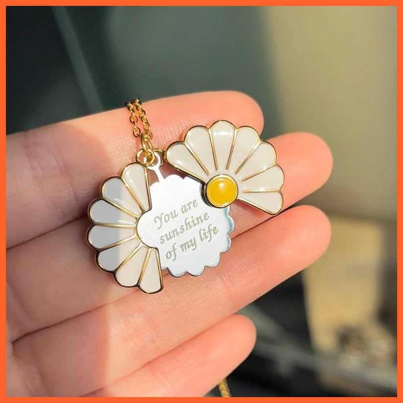 whatagift.com.au Gold-color / China / 45cm You Are My Sunshine Sunflower Open Pendant Necklaces For Women | Stainless Steel Long Chain Bohemia Necklace