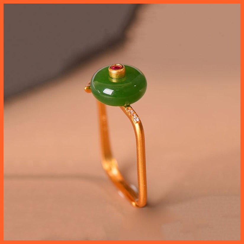 whatagift.com.au Gold Craft Natural Hetian Jade Charm Unique design Rings for women