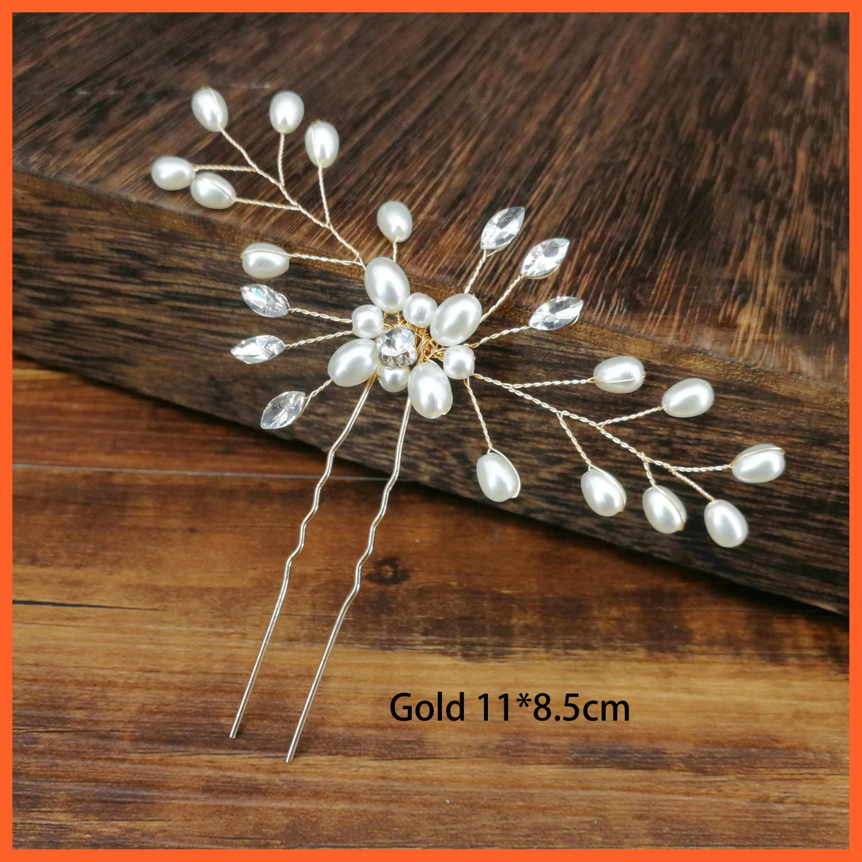whatagift.com.au Gold flower 1pc Women U-shaped Metal Pin | Pearl Bridal Tiara Hairpin | Wedding Accessories