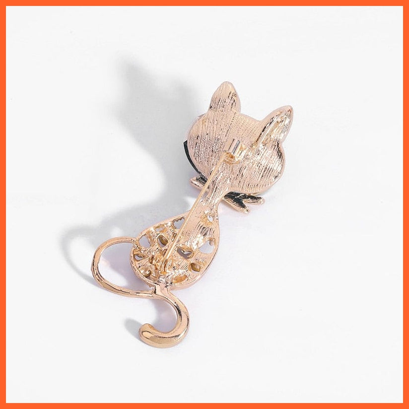 whatagift.uk Gold Plated Inlaid Rhinestone Cat Brooch