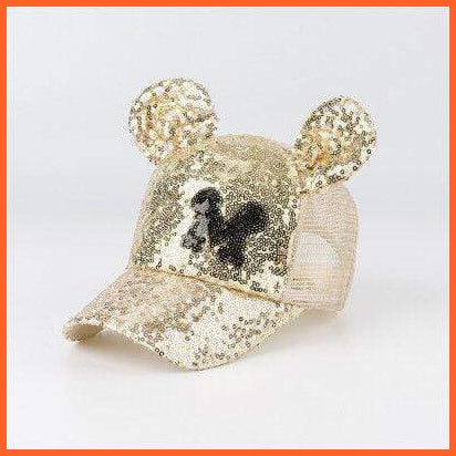 Sequins Ear Cap | Sequins Ear Hats Kids Snapback Mesh Baseball Cap | Spring Summer Hip Hop Caps | whatagift.com.au.