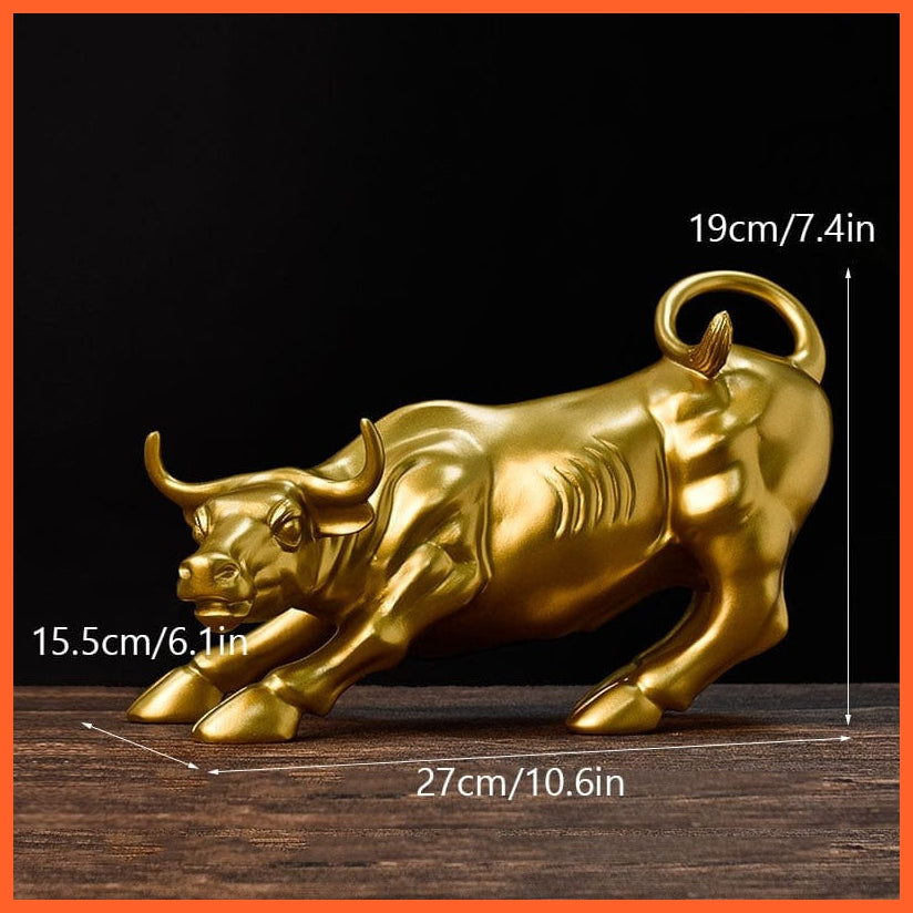 whatagift.com.au Golden L Graffiti Painting Bull Resin Lucky Figurines For Home Decore