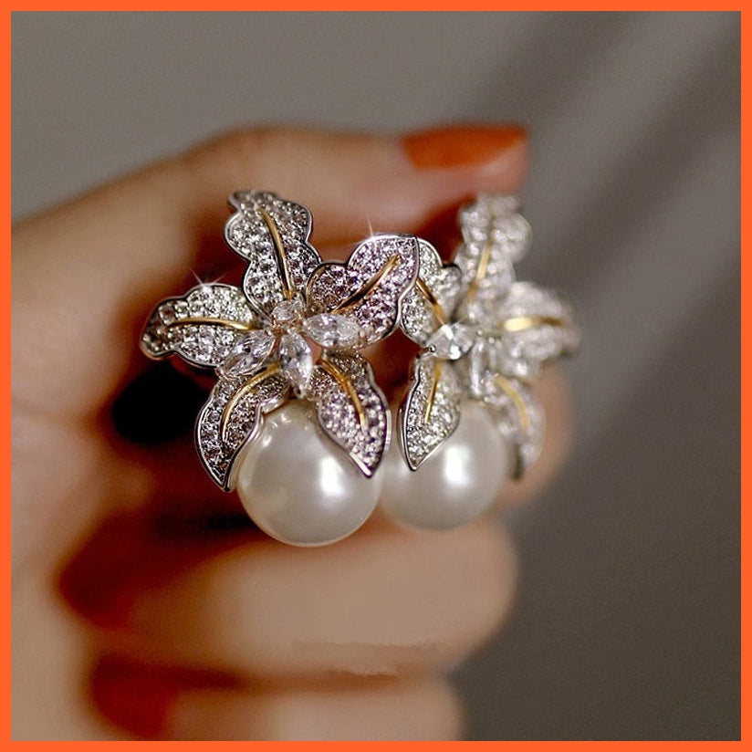 whatagift.com.au Gorgeous Flower Imitation Pearl Earrings