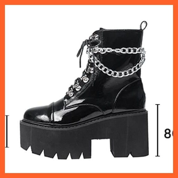 whatagift.com.au Gothic Leather Block Heals With Chain Design Stylish Female Shoes