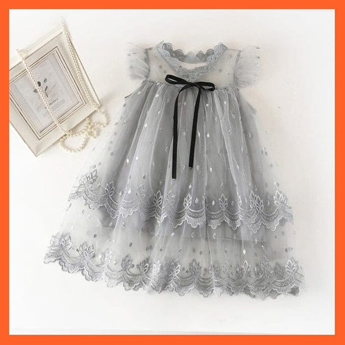 whatagift.com.au gray 1-2 / 3 T ( 100 CM ) Girls Lace Dress New Floral Kids Dresses
