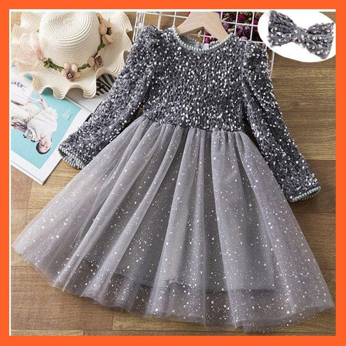 whatagift.com.au gray 2-1 / 3T Long Sleeves Beautiful Girls Dress
