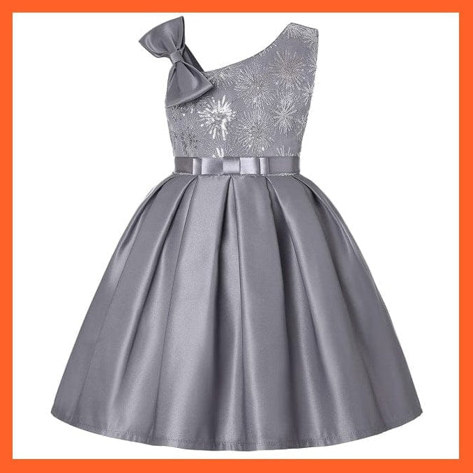 whatagift.com.au Gray / 2-3y(size 100) Girl Flower Sequins Dress For Princess Party