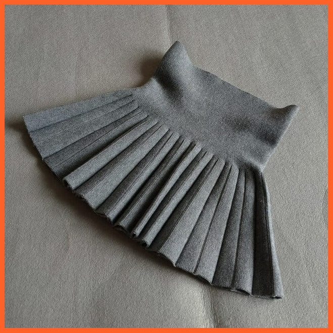 whatagift.com.au Gray / 2T Winter Pleated Girls Skirts | High Waist Knitted Mini Tutu Skirt