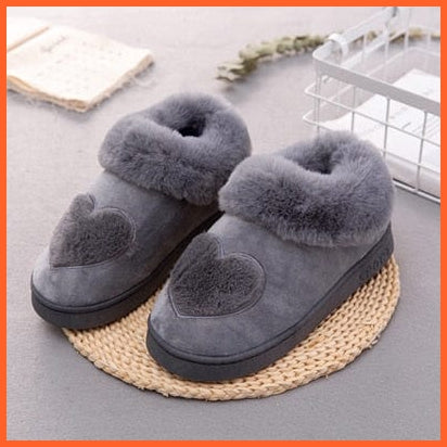 whatagift.com.au Gray / 36-37 Women Cotton Soft Heart-Shaped Warm Plush Winter Fur Slippers