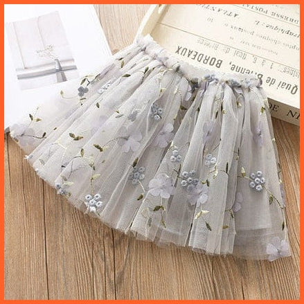 whatagift.com.au Gray / 6T Flower Embroidery Mesh skirts for Girls