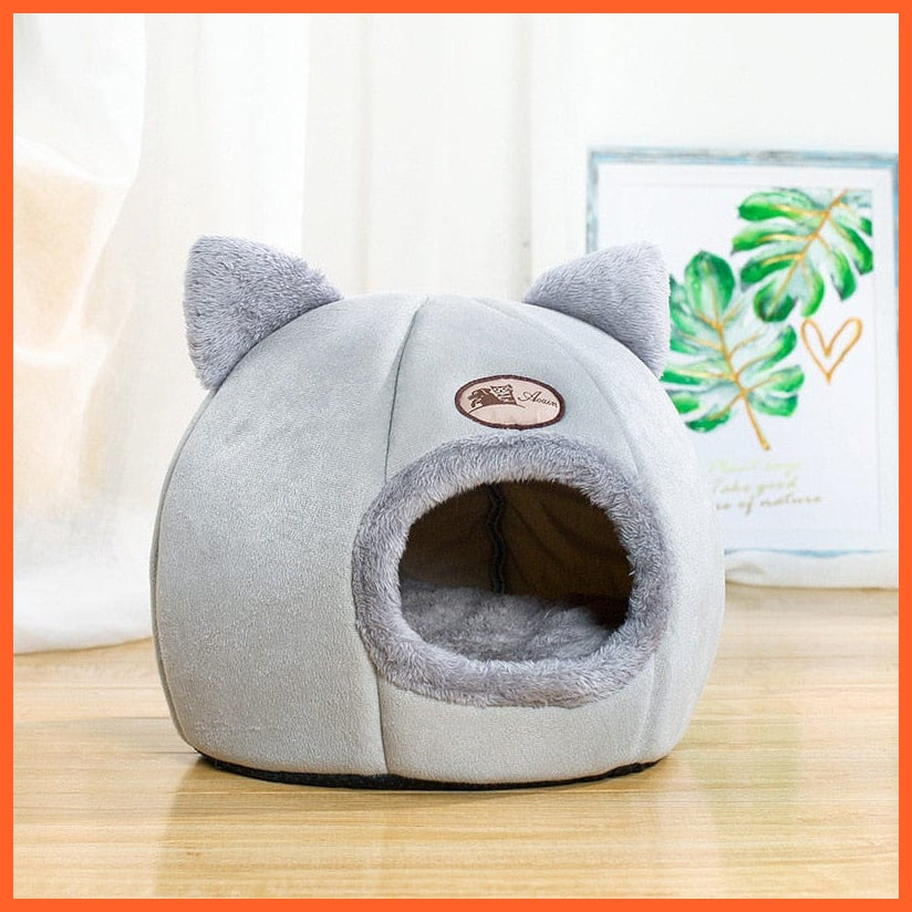 whatagift.com.au Gray bed / M 33X33X35cm / Russian Federation Removable Warm Winter Cat Bed |  Stuffed With PP Cotton Cat house For Pet With Non-slip Bottom
