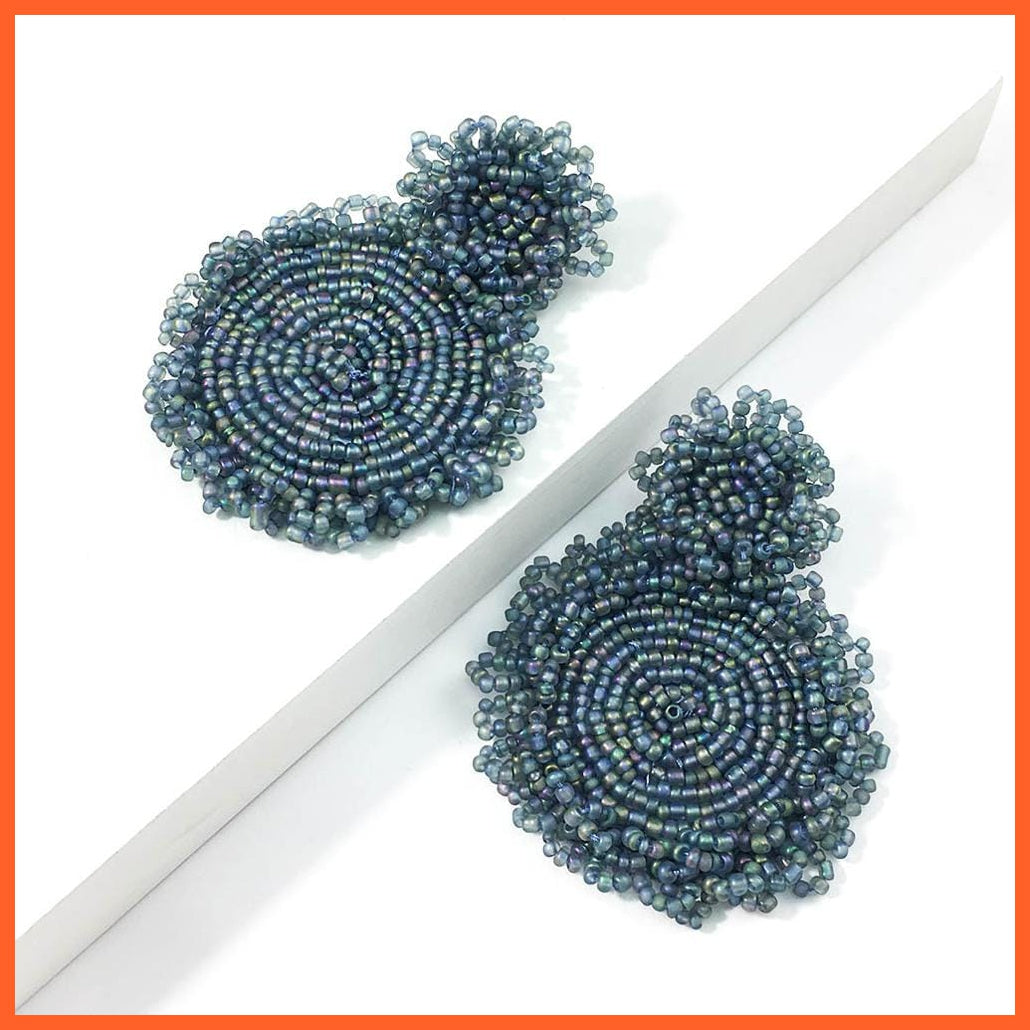 whatagift.com.au Gray Blue Earrings Bohemian Handmade Beads Drop Earrings For Women