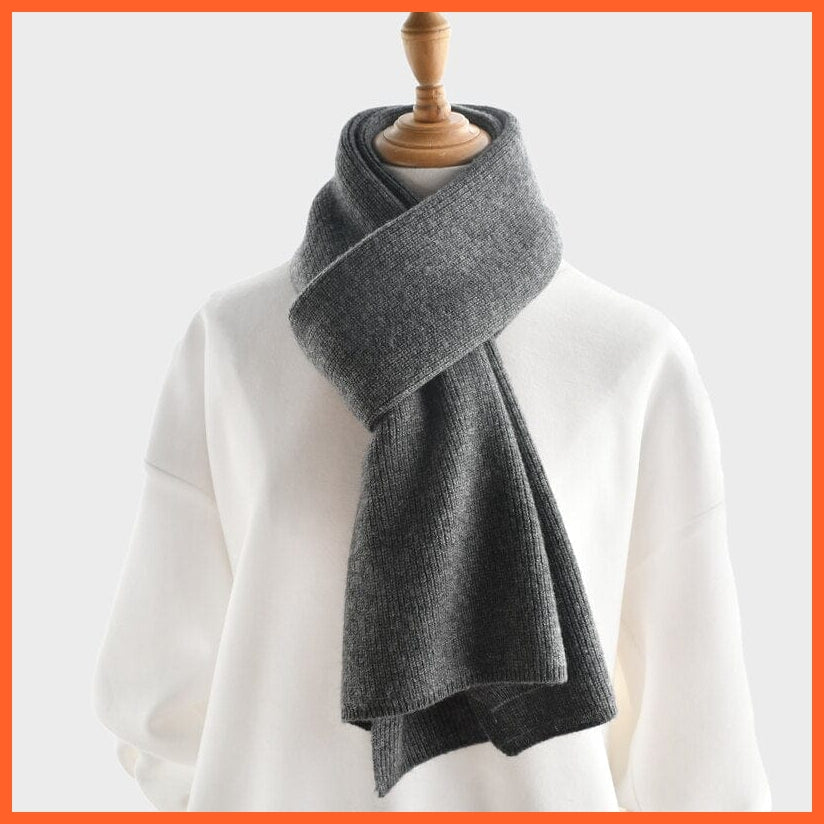 whatagift.com.au Gray / China / Adults 152CM Unisex luxury Cashmere Knitted Scarves  | Warm Thick Woolen Scarf