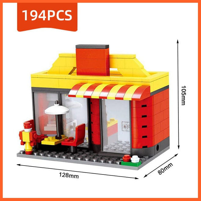 whatagift.com.au Gray / China Compatible Toy City Mini Street Cafe Food Retail Convenience Store Toys For Children