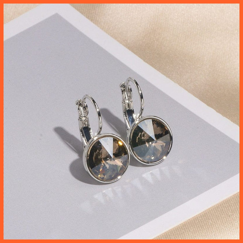 whatagift.com.au Gray Crystal Round Clear Crystal Drop Earrings For Women