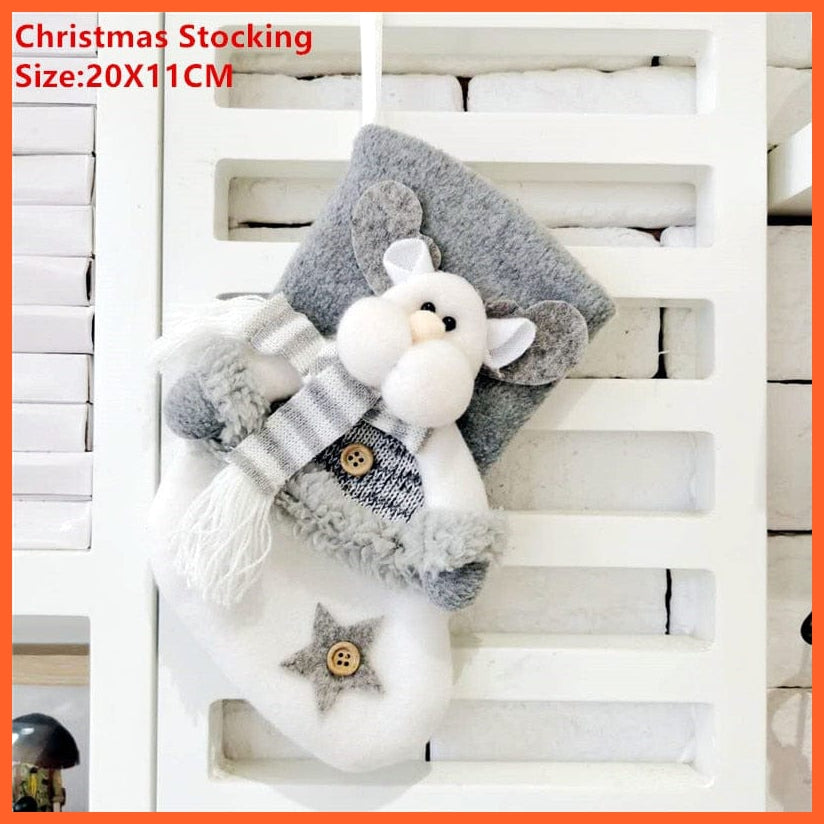 whatagift.com.au gray elk Navidad Christmas Stocking Santa Sacks Gift Christmas Decorations for Home Candy Bag Hanging Xmas Tree Ornament New Year 2023