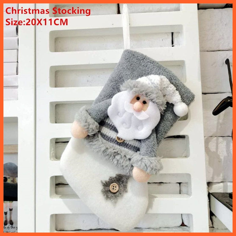 whatagift.com.au gray santa Navidad Christmas Stocking Santa Sacks Gift Christmas Decorations for Home Candy Bag Hanging Xmas Tree Ornament New Year 2023