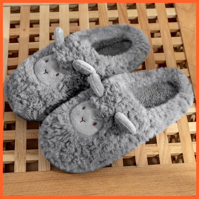 whatagift.com.au gray sheep / 6-6.5(CN36-37) New Autumn Winter Women Men Bottom Soft insole Slippers | Warm Non-slip Slides Comfortable Footwear