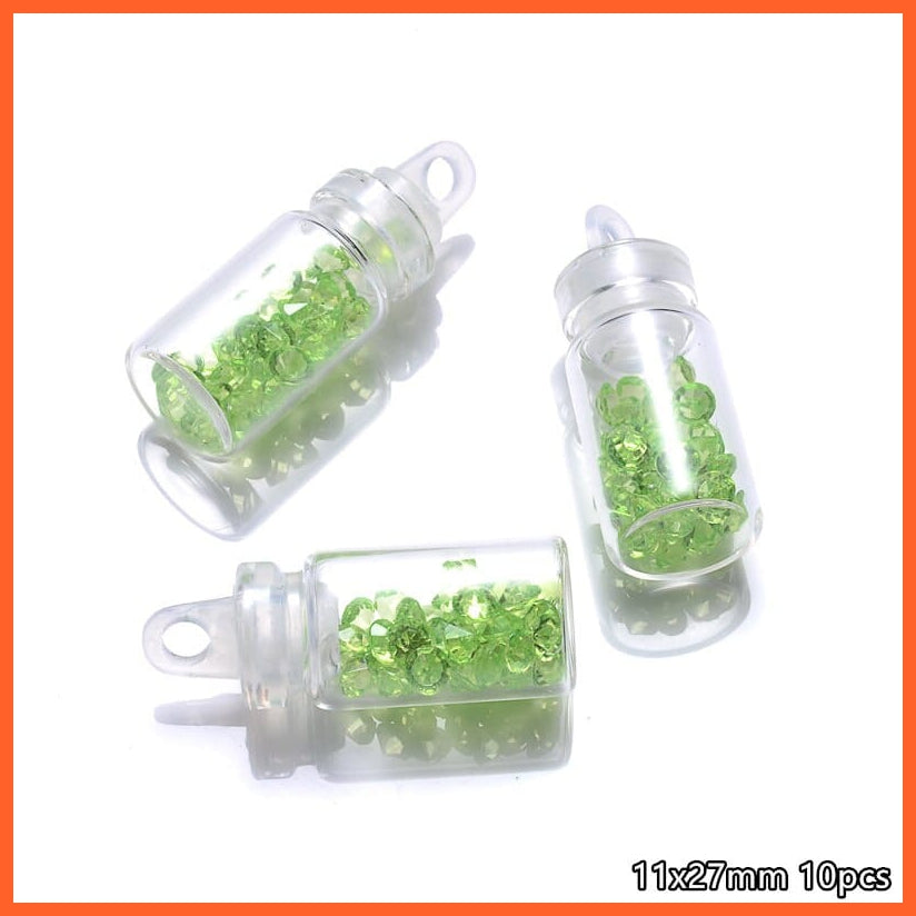 whatagift.com.au Green 11x27mm 10Pcs/Lot Conch Shell Glass Resin Wish Bottle Pendants Charms For Necklace
