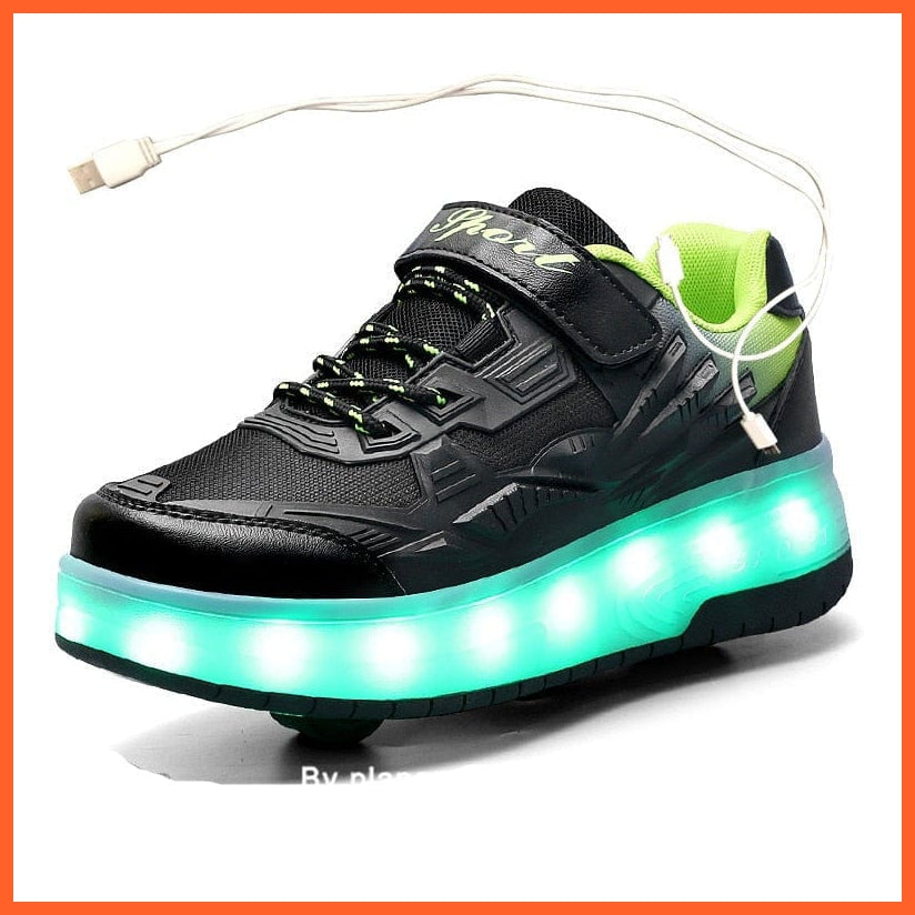 whatagift.com.au Green / 29 Led White Roller Shoes With Two Wheels | Luminous Light Shoes USB Charging