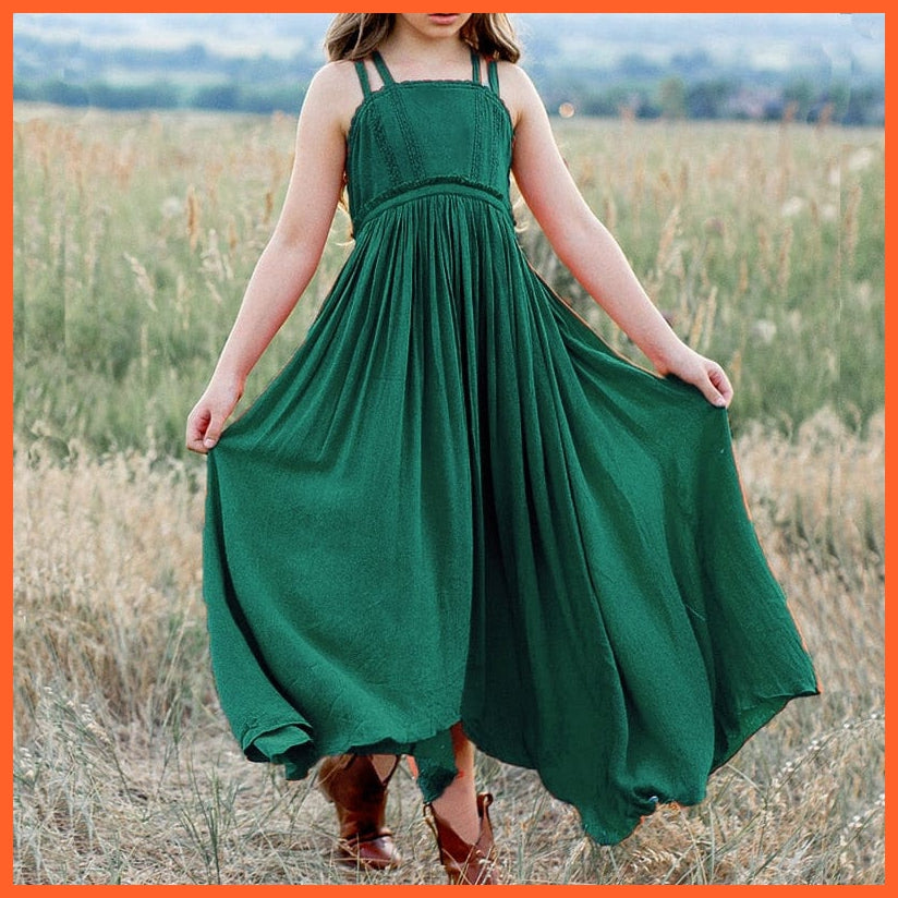 whatagift.com.au Green / 3T Plus Size Summer Cotton Slip Dress for Girls | Princess Long Dresses Vestidos