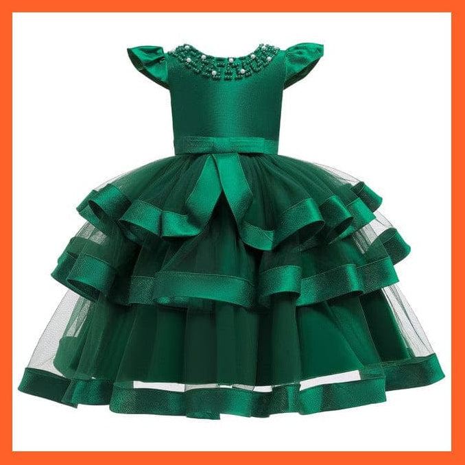 whatagift.com.au Green / 80 Beading Layered Dress For Girls Dresses For Party And Wedding