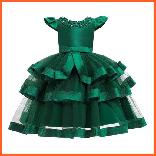 whatagift.com.au Green / 80 Beading Layered Girls Dresses For Wedding Party