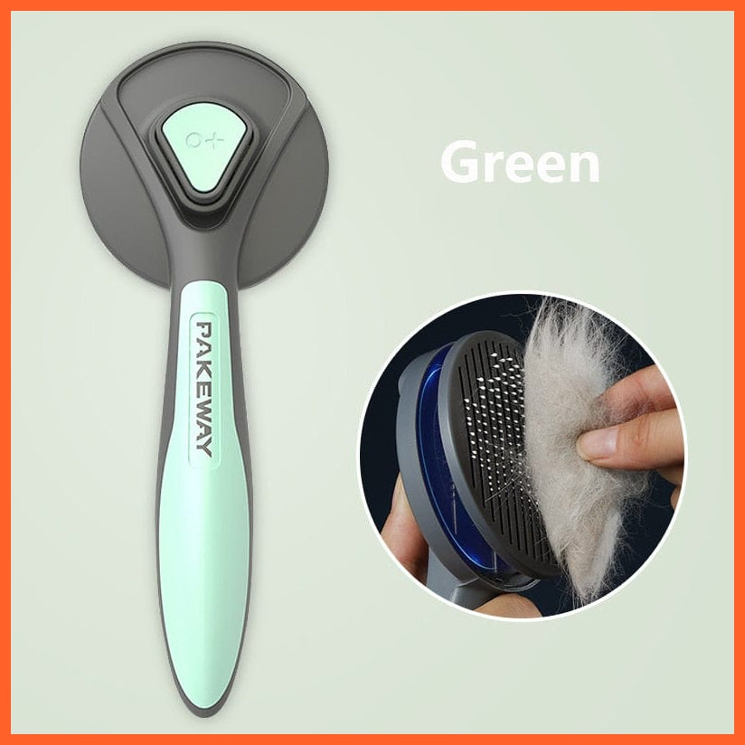 whatagift.com.au Green Cat Dog Tangled Hair Remover Brush | Pet Grooming Slicker Needle Comb | Removes Self Cleaning Brush