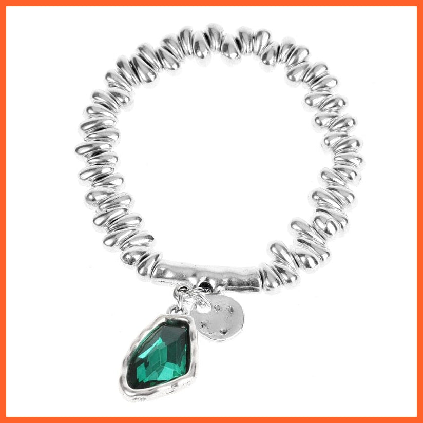 whatagift.com.au Green / China / 18.5cm Ancient Silver Plated Crystal Adjustable Size Women Bracelet For Valentine